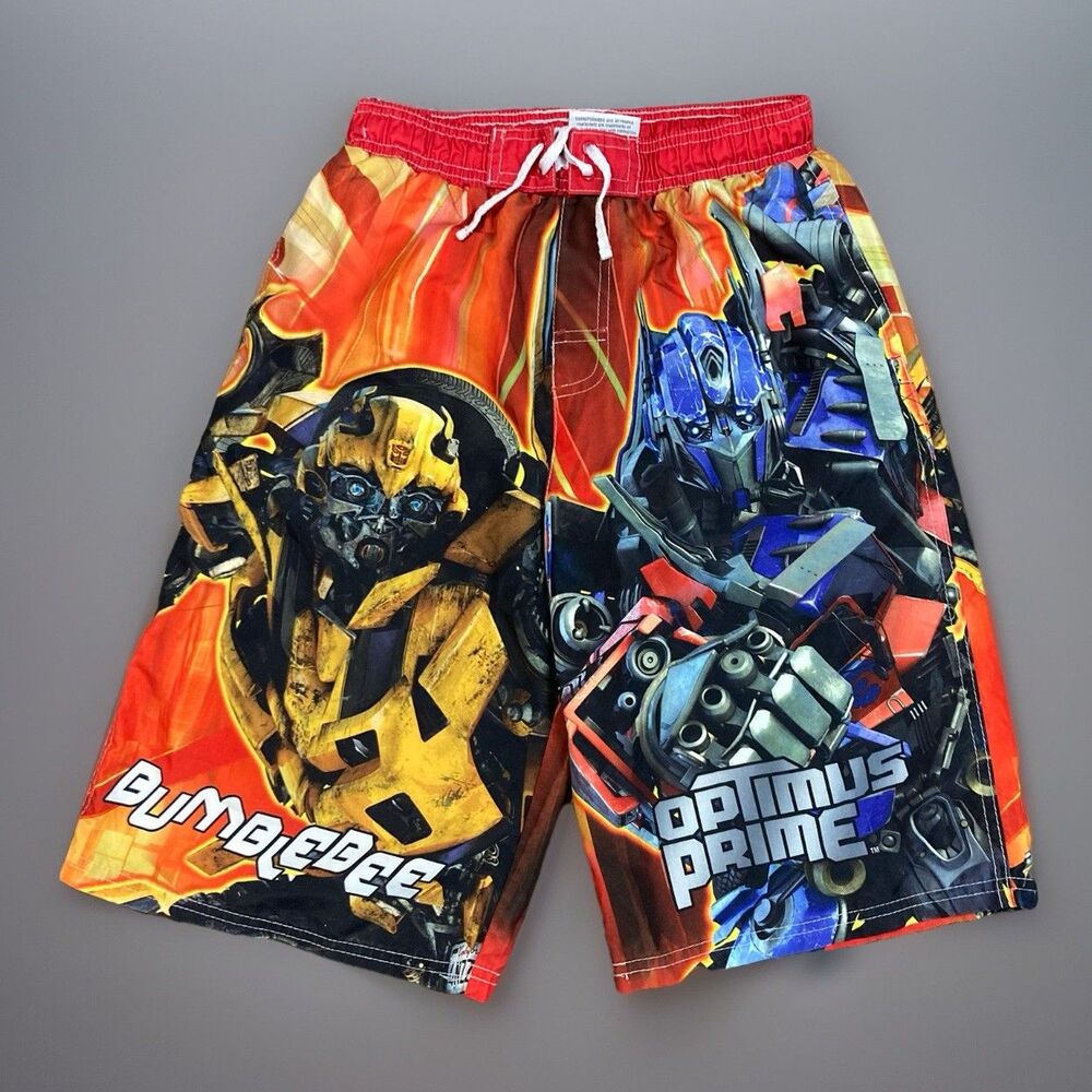 Transformers Bumblebee Optum Prime Dark Of The Moon Swim Trunks Shorts M 10/12